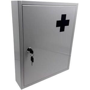 Relaxdays lockable medicine cabinet, 5 compartments, HxWxD: 43 x 35.5 x 8 cm, for medications, white/grey Relaxdays lockable medicine cabinet, 5 compartments, HxWxD: 43 x 35.5 x 8 cm, for medications, white/grey