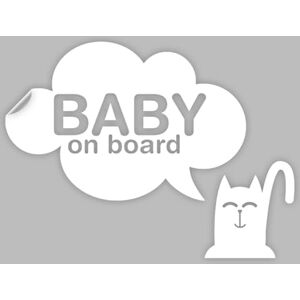 Ambiance Sticker Car Window Sticker Baby on Board Cat and Cloud White – H15 x L20 cm Ambiance Sticker Car Window Sticker Baby on Board Cat and Cloud White – H15 x L20 cm