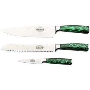 Rio Sunrise Collection 3-Piece Kitchen Knife Set, Premium Stainless Steel with Resin Handles – Chef’s Knife, Paring Knife & Bread Knife Rio Sunrise Collection 3-Piece Kitchen Knife Set, Premium Stainless Steel with Resin Handles – Chef’s Knife, Paring Knife & Bread Knife