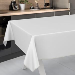 ANRO Oilcloth Tablecloth, Washable, Oilcloth, Garden Tablecloth, Outdoor, Indoor, 200 x 140 cm with Hem, White ANRO Oilcloth Tablecloth, Washable, Oilcloth, Garden Tablecloth, Outdoor, Indoor, 200 x 140 cm with Hem, White