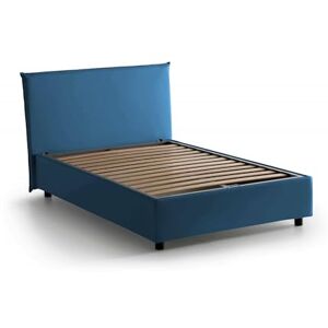 Talamo Italia Square and a half bed Ashasa, Container bed with fabric covering, 100% Made in Italy, Front opening, suitable for mattress Cm 120x190, Blue Talamo Italia Square and a half bed Ashasa, Container bed with fabric covering, 100% Made in Italy, Front opening, suitable for mattress Cm 120x190, Blue