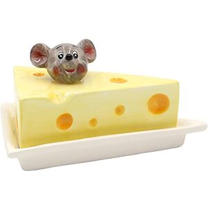 Dekohelden24 Ceramic Cheese Container with Mouse, Size L/W/H: Approx. 17 x 11.5 x 9 cm, Yellow, 9 cm Dekohelden24 Ceramic Cheese Container with Mouse, Size L/W/H: Approx. 17 x 11.5 x 9 cm, Yellow, 9 cm