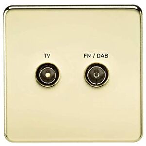 Knightsbridge SF0160PB (Tv & Fm Dab) Screwless Screened Diplex Outlet, Polished Brass Knightsbridge SF0160PB (Tv & Fm Dab) Screwless Screened Diplex Outlet, Polished Brass