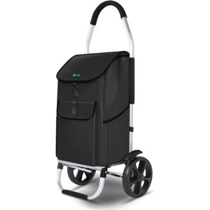 VOUNOT ® Folding Shopping Trolley, Aluminium Lightweight Shopping Cart with Detachable Shopping Bag, Waterproof Fabric, Mudguard Stair Climbing Wheels Grocery Trolley, 58L Black VOUNOT ® Folding Shopping Trolley, Aluminium Lightweight Shopping Cart with Detachable Shopping Bag, Waterproof Fabric, Mudguard Stair Climbing Wheels Grocery Trolley, 58L Black