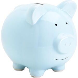 Pearhead Piggy Bank, Ceramic, Blue, Large Pearhead Piggy Bank, Ceramic, Blue, Large