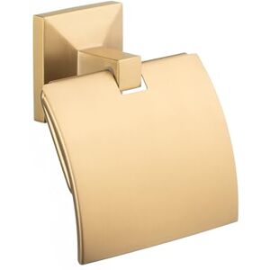 TATAY Toilet Roll Holder Wall Mounted or Stick On No Drill or With Screws Glue&Fix Kit (Supports 10kg) Stainless Steel Open Design 12x4.5x12 cm Iconik Gold TATAY Toilet Roll Holder Wall Mounted or Stick On No Drill or With Screws Glue&Fix Kit (Supports 10kg) Stainless Steel Open Design 12x4.5x12 cm Iconik Gold
