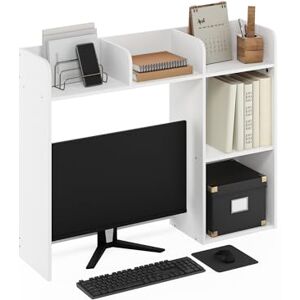 Furinno Classic Desktop Bookshelf Storage Hutch, Desk Organizer with 5 Shelves, White Furinno Classic Desktop Bookshelf Storage Hutch, Desk Organizer with 5 Shelves, White