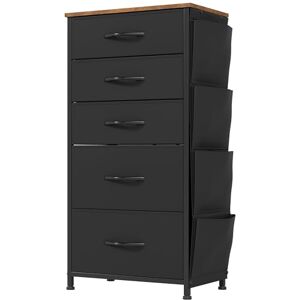 YITAHOME Narrow Chest of Drawers with 5 Drawers, Fabric Drawers with Side Pocket&Hooks,Easy Pull Handle,Sturdy Steel Frame,Storage Drawers for Bedroom, Closet, Clothes,Black YITAHOME Narrow Chest of Drawers with 5 Drawers, Fabric Drawers with Side Pocket&Hooks,Easy Pull Handle,Sturdy Steel Frame,Storage Drawers for Bedroom, Closet, Clothes,Black
