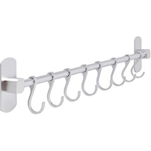 joeji's Kitchen Utensil Rack 40cm Aluminium Kitchen Rail with 8 Hanging Hooks Wall Mount Strong 3M Self Adhesive No Drill Space-Saving Tool Holder Silver joeji's Kitchen Utensil Rack 40cm Aluminium Kitchen Rail with 8 Hanging Hooks Wall Mount Strong 3M Self Adhesive No Drill Space-Saving Tool Holder Silver