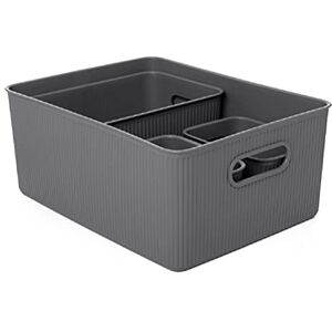 TATAY Baobab Set of 4 Polypropylene Storage Boxes, BPA-Free, Anthracite Grey, Large, (1 x 15L, 1 x 5L, 2 x 1.5L) TATAY Baobab Set of 4 Polypropylene Storage Boxes, BPA-Free, Anthracite Grey, Large, (1 x 15L, 1 x 5L, 2 x 1.5L)