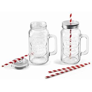 LACOR 69387 69387 Set of 2 Glass Jars with Metal Lid and Central Hole for Straw LACOR 69387 69387 Set of 2 Glass Jars with Metal Lid and Central Hole for Straw