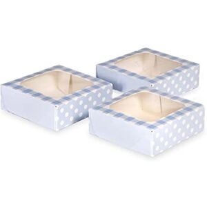 Anniversary House 36pk 3-pack Blue Treat Boxes, Gingham and Polka Dot Print, Cookie and Favour Boxes, Strong, Sturdy, 3.8 x 11.4 x 11.4 CM, J160AMZ Anniversary House 36pk 3-pack Blue Treat Boxes, Gingham and Polka Dot Print, Cookie and Favour Boxes, Strong, Sturdy, 3.8 x 11.4 x 11.4 CM, J160AMZ
