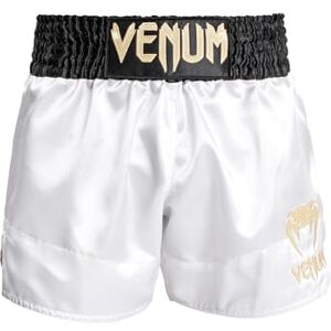 Venum , Classic Muay Thai Shorts, Men's, S, White/Gold/Black Venum , Classic Muay Thai Shorts, Men's, S, White/Gold/Black