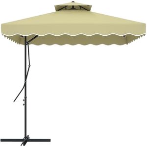 Outsunny 2.5m Cantilever Parasol with Easy Lever, Square Double Top Garden Parasol Umbrella with Ruffles and Cross Base, Overhanging Outdoor Sun Shades, Beige Outsunny 2.5m Cantilever Parasol with Easy Lever, Square Double Top Garden Parasol Umbrella with Ruffles and Cross Base, Overhanging Outdoor Sun Shades, Beige