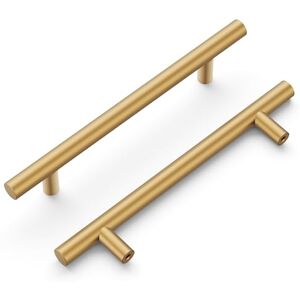 Hickory Hardware Heritage 10 Pack Cabinet Bar Pulls, Handles for Kitchen Cabinet Doors, Dresser Drawers, Stainless Steel, Bathroom Vanity, 5-1/16 Inch (128mm) Center to Center, Brushed Brass, 10 Pack Hickory Hardware Heritage 10 Pack Cabinet Bar Pulls, Handles for Kitchen Cabinet Doors, Dresser Drawers, Stainless Steel, Bathroom Vanity, 5-1/16 Inch (128mm) Center to Center, Brushed Brass, 10 Pack