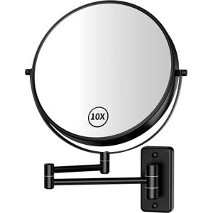 Gospire 9 Inch Makeup Mirror 1X/10X Magnification Double Sided Rotating Mirror Black Polished Shaving Bathroom Wall Mirror for Women Men Gospire 9 Inch Makeup Mirror 1X/10X Magnification Double Sided Rotating Mirror Black Polished Shaving Bathroom Wall Mirror for Women Men