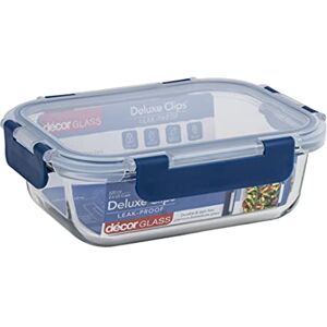 Décor Deluxe Clips Glass Food Storage Container, BPA-Free Airtight & Leakproof Lid Storage Container, Dishwasher, Freezer & Microwave Safe, Odour Resistant Glass Jar, 630ml Décor Deluxe Clips Glass Food Storage Container, BPA-Free Airtight & Leakproof Lid Storage Container, Dishwasher, Freezer & Microwave Safe, Odour Resistant Glass Jar, 630ml