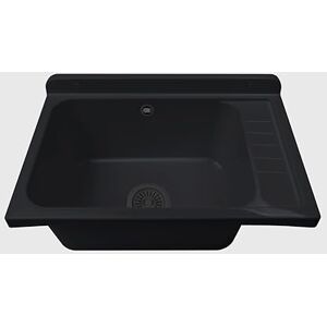 Negrari 2051FNAM Wall-Mounted Sink in Black Polypropylene with Metal Pin, Weather Resistant, Supplied with Fixing Kit and Drain Kit, for Outdoor 58 x 38 x 21 cm Negrari 2051FNAM Wall-Mounted Sink in Black Polypropylene with Metal Pin, Weather Resistant, Supplied with Fixing Kit and Drain Kit, for Outdoor 58 x 38 x 21 cm