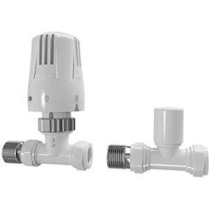 iBathUK White Thermostatic Straight Radiator Valves 15mm Central Heating Taps RA32S iBathUK White Thermostatic Straight Radiator Valves 15mm Central Heating Taps RA32S