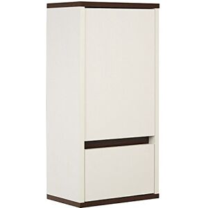 Premier Housewares Chelsea Single Door/1-Drawer Wall Cabinet White/Walnut Veneer Premier Housewares Chelsea Single Door/1-Drawer Wall Cabinet White/Walnut Veneer
