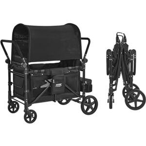 VEVOR Folding Stroller for 4 Children, with Adjustable Handle, 5-Point Safety Harness and Removable Hood, 4 Seater for Camping, Black (Load 150 kg), Carbon Steel, 1650 x 725 x 1250 mm VEVOR Folding Stroller for 4 Children, with Adjustable Handle, 5-Point Safety Harness and Removable Hood, 4 Seater for Camping, Black (Load 150 kg), Carbon Steel, 1650 x 725 x 1250 mm