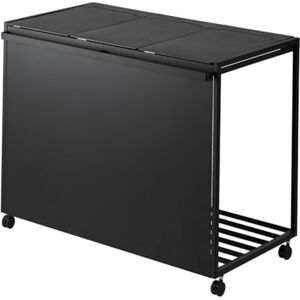 YAMAZAKI 1823 Tower Bin with 3 Compartments & Wheels, Black, Steel/Polypropylene/Nylon, Minimalist 76 x 44 x 60 cm YAMAZAKI 1823 Tower Bin with 3 Compartments & Wheels, Black, Steel/Polypropylene/Nylon, Minimalist 76 x 44 x 60 cm