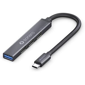 Sonero USB Hub, USB Distributor, 4-Port, 1x USB 3.2 with 5 GB/s, 3x USB 2.0 with 480 MB/s, USB-C Plug, Ultra Slim, Space Grey, 0.50 m S-UH110-005 Sonero USB Hub, USB Distributor, 4-Port, 1x USB 3.2 with 5 GB/s, 3x USB 2.0 with 480 MB/s, USB-C Plug, Ultra Slim, Space Grey, 0.50 m S-UH110-005