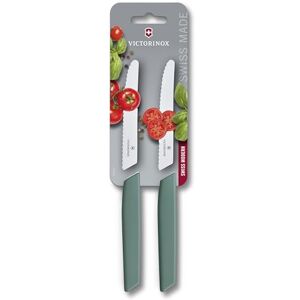 Victorinox Swiss Modern, Tomato & Table Knife, Vegetable Knife Set, 2 Pieces, 11 cm, Extra Sharp Serrated Edge, Dishwasher Safe, Sage Victorinox Swiss Modern, Tomato & Table Knife, Vegetable Knife Set, 2 Pieces, 11 cm, Extra Sharp Serrated Edge, Dishwasher Safe, Sage