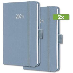 Sigel J4400 Weekly planner Jolie 2024, FSC-certified, 2 pages equal to 1 week, hardcover with a fabric surface, approx. A6, Blue, 174 pages, 2 Pieces Sigel J4400 Weekly planner Jolie 2024, FSC-certified, 2 pages equal to 1 week, hardcover with a fabric surface, approx. A6, Blue, 174 pages, 2 Pieces