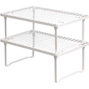 Amazon Basics Stackable Kitchen Storage Shelves, Pack of 2, 20.3 D x 31.6 W x 11.4 H cm, Metal, White Amazon Basics Stackable Kitchen Storage Shelves, Pack of 2, 20.3 D x 31.6 W x 11.4 H cm, Metal, White