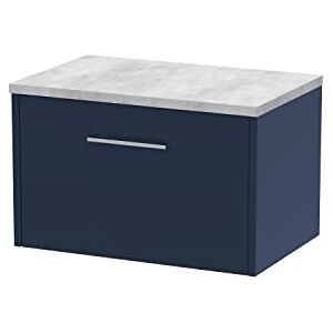 Hudson Reed JNU1722LBG Juno Modern Bathroom Wall Hung Single Drawer Vanity with Bellato Grey Laminate Worktop, 600mm, Matt Electric Blue Hudson Reed JNU1722LBG Juno Modern Bathroom Wall Hung Single Drawer Vanity with Bellato Grey Laminate Worktop, 600mm, Matt Electric Blue