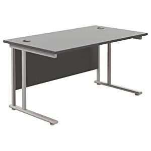 Office Hippo Heavy Duty Rectangular Cantilever Office Desk, Home Office Desk, Office Table, Integrated Cable Ports, PC Desk For Office or Home, 5 Yr Wty Silver Frame/Black Top, 120cm x 80cm Office Hippo Heavy Duty Rectangular Cantilever Office Desk, Home Office Desk, Office Table, Integrated Cable Ports, PC Desk For Office or Home, 5 Yr Wty Silver Frame/Black Top, 120cm x 80cm