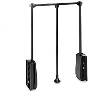 Emuca -Hang pull down wardrobe rail lift, adjustable width 17,7-23,6 inch (450-600mm), black, steel Emuca -Hang pull down wardrobe rail lift, adjustable width 17,7-23,6 inch (450-600mm), black, steel