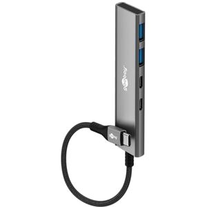 Goobay Hub USB-C 4 Ports Slim 1x C + 3x A (USB 3.2), SuperSpeed 5Gbit/s, aluminium housing, compatible with MacBook, iPhone, Android, SSD, Windows/macOS/Linux, 76563 Goobay Hub USB-C 4 Ports Slim 1x C + 3x A (USB 3.2), SuperSpeed 5Gbit/s, aluminium housing, compatible with MacBook, iPhone, Android, SSD, Windows/macOS/Linux, 76563