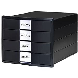 HAN Impuls 2.0 Karma Drawer Box at Least 80% Recycled Plastic with 4 Closed Drawers for DIN A4/C4 Including Labelling Labels, Pull-Out Lock, Furniture-Friendly Rubber Feet, 10128-13, Black HAN Impuls 2.0 Karma Drawer Box at Least 80% Recycled Plastic with 4 Closed Drawers for DIN A4/C4 Including Labelling Labels, Pull-Out Lock, Furniture-Friendly Rubber Feet, 10128-13, Black