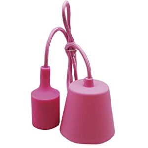 Brightium Pink silicone bulb holder with 1 metre cord for E27 light bulb, brings style and colour to your space, ideal for decorative and functional lighting in any room. Brightium Pink silicone bulb holder with 1 metre cord for E27 light bulb, brings style and colour to your space, ideal for decorative and functional lighting in any room.