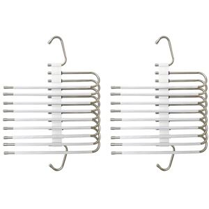 Relaxdays Multi Hangers, Set of 2, 9-Arm Non-Slip Trouser Holders, Space-Saving Design, Metal, Silver/White, Plastic, Stainless steel, 33 x 24 x 9 cm Relaxdays Multi Hangers, Set of 2, 9-Arm Non-Slip Trouser Holders, Space-Saving Design, Metal, Silver/White, Plastic, Stainless steel, 33 x 24 x 9 cm