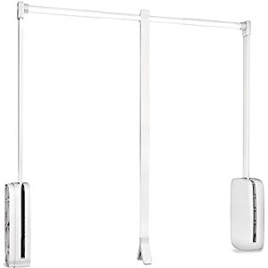Emuca Pull down hanging rail for wardrobe, pull down wardrobe rail lift, adjustable width 830-1150mm (32,67-45,27 inch), white colour Emuca Pull down hanging rail for wardrobe, pull down wardrobe rail lift, adjustable width 830-1150mm (32,67-45,27 inch), white colour