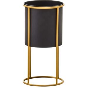 Premier Housewares Small Black And Gold Floor Standing Garden Planters Modern Freestanding Plant Pot with Luxe Gold Frame Tall Planters For Outdoor 20cm x 38cm x 20cm Premier Housewares Small Black And Gold Floor Standing Garden Planters Modern Freestanding Plant Pot with Luxe Gold Frame Tall Planters For Outdoor 20cm x 38cm x 20cm
