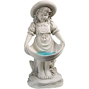 Design Toscano Sophie in her Sundress Garden Statue Bird Bath Feeder, 53.5 cm, Polyresin, Antique Stone Design Toscano Sophie in her Sundress Garden Statue Bird Bath Feeder, 53.5 cm, Polyresin, Antique Stone