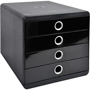 Exacompta Ref 314438D Glossy Pop-Box 347 x 278 x 267mm in Size, Suitable for Storing A4+ Documents, 4 Closed Drawers, Smooth Drawer Action Black/Silver Exacompta Ref 314438D Glossy Pop-Box 347 x 278 x 267mm in Size, Suitable for Storing A4+ Documents, 4 Closed Drawers, Smooth Drawer Action Black/Silver