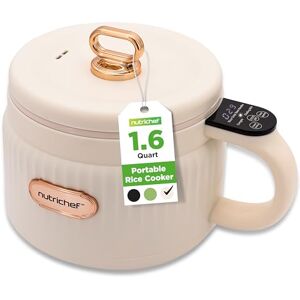 Nutrichef Portable Electric Rice Cooker, 1.6L Mini Cooker with Non-Stick Ceramic Pot, Digital Control Panel, 6 Cooking Modes for Rice, Soup, Stew, Porridge & More, White, Cream Nutrichef Portable Electric Rice Cooker, 1.6L Mini Cooker with Non-Stick Ceramic Pot, Digital Control Panel, 6 Cooking Modes for Rice, Soup, Stew, Porridge & More, White, Cream