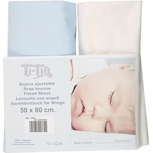 Ti TIN Pack of 2 Fitted Sheets 100% Cotton – 70 x 140 cm – for Bassinet, Mattress, Moses Basket or Mini Cot – White and Sky Blue – Breathable and Easy to Wash Ti TIN Pack of 2 Fitted Sheets 100% Cotton – 70 x 140 cm – for Bassinet, Mattress, Moses Basket or Mini Cot – White and Sky Blue – Breathable and Easy to Wash