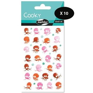 Maildor CY107Cpack Pack of 10 Cooky 3D Stickers 1 Sheet 7.5 x 12 cm, Octopus (42 Stickers) Maildor CY107Cpack Pack of 10 Cooky 3D Stickers 1 Sheet 7.5 x 12 cm, Octopus (42 Stickers)