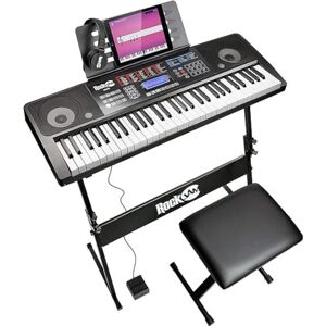 RockJam 61 Key Keyboard Piano Kit with Bench, Stool, Sustain Pedal, Headphones & Lessons RockJam 61 Key Keyboard Piano Kit with Bench, Stool, Sustain Pedal, Headphones & Lessons