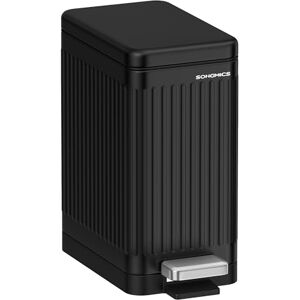 SONGMICS Bathroom Trash Can, 2.6-Gallon (10 L) Trash Bin with Lid, Slim for Small Spaces, Stainless Steel Garbage Can, Soft Close, Black ULTB562B01 SONGMICS Bathroom Trash Can, 2.6-Gallon (10 L) Trash Bin with Lid, Slim for Small Spaces, Stainless Steel Garbage Can, Soft Close, Black ULTB562B01