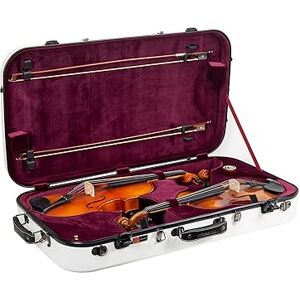 Crossrock Fibreglass Double Case for Viola & Violin White Gloss Finish, Burgundy Velvet Interior, TSA Lock, Hygrometer – Fits 1 Violin + 15-16.5” Viola -White (CRF2020DVLWT) Crossrock Fibreglass Double Case for Viola & Violin White Gloss Finish, Burgundy Velvet Interior, TSA Lock, Hygrometer – Fits 1 Violin + 15-16.5” Viola -White (CRF2020DVLWT)