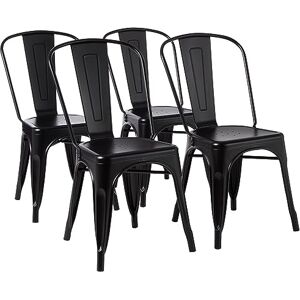Amazon Basics Set of 4 Black Metal Dining Chairs, with Backrest, Stackable, Bistro, Kitchen, Indoor & Outdoor, 51 x 43 x 85 cm Amazon Basics Set of 4 Black Metal Dining Chairs, with Backrest, Stackable, Bistro, Kitchen, Indoor & Outdoor, 51 x 43 x 85 cm