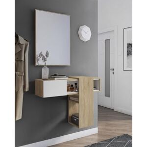 Dmora Baffin Entrance Cabinet, Coat Rack, Composition for Lobby, Multifunctional Storage Console, 100 x 31 x 75 cm, Oak and White Dmora Baffin Entrance Cabinet, Coat Rack, Composition for Lobby, Multifunctional Storage Console, 100 x 31 x 75 cm, Oak and White