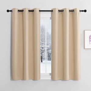 NICETOWN Beige Opaque Curtains with Eyelets for Kitchen/Bedroom Set of 2 H 120 x W 107 cm Biscotti Beige NICETOWN Beige Opaque Curtains with Eyelets for Kitchen/Bedroom Set of 2 H 120 x W 107 cm Biscotti Beige